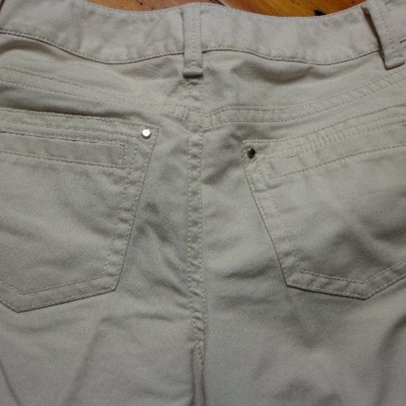ANN TAYLOR Petites LINDSAY Pants 2P Light Cream Zip Double Button Closure - Picture 4 of 8